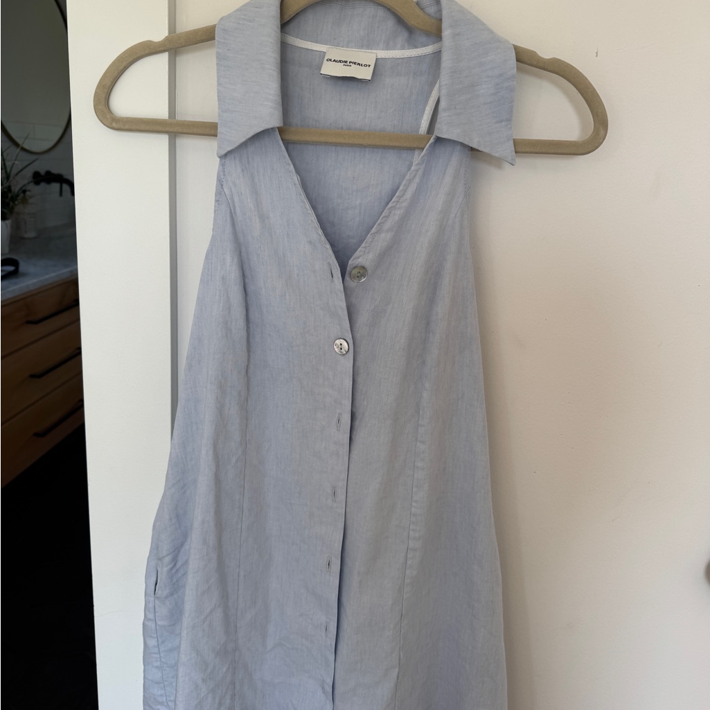 Light Blue Sleeveless Button Up Dress Size 0